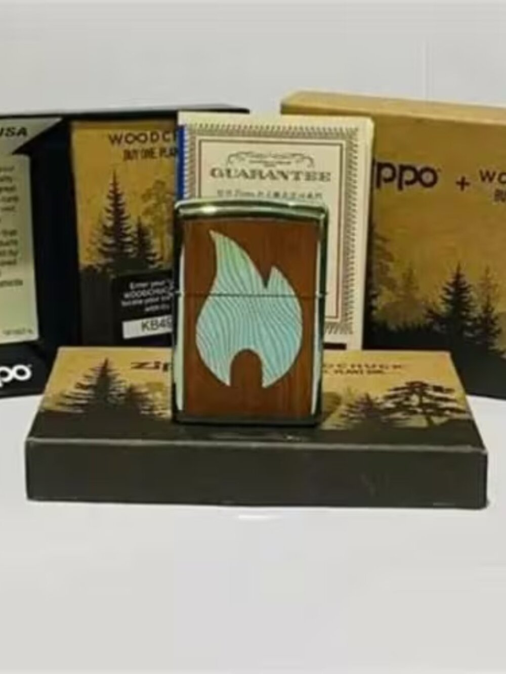 Zippo Woodchuck Mahogany Emblem Lighter With Flame